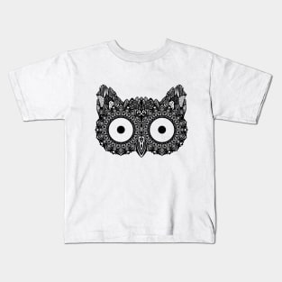 Mandala Owl Black Kids T-Shirt